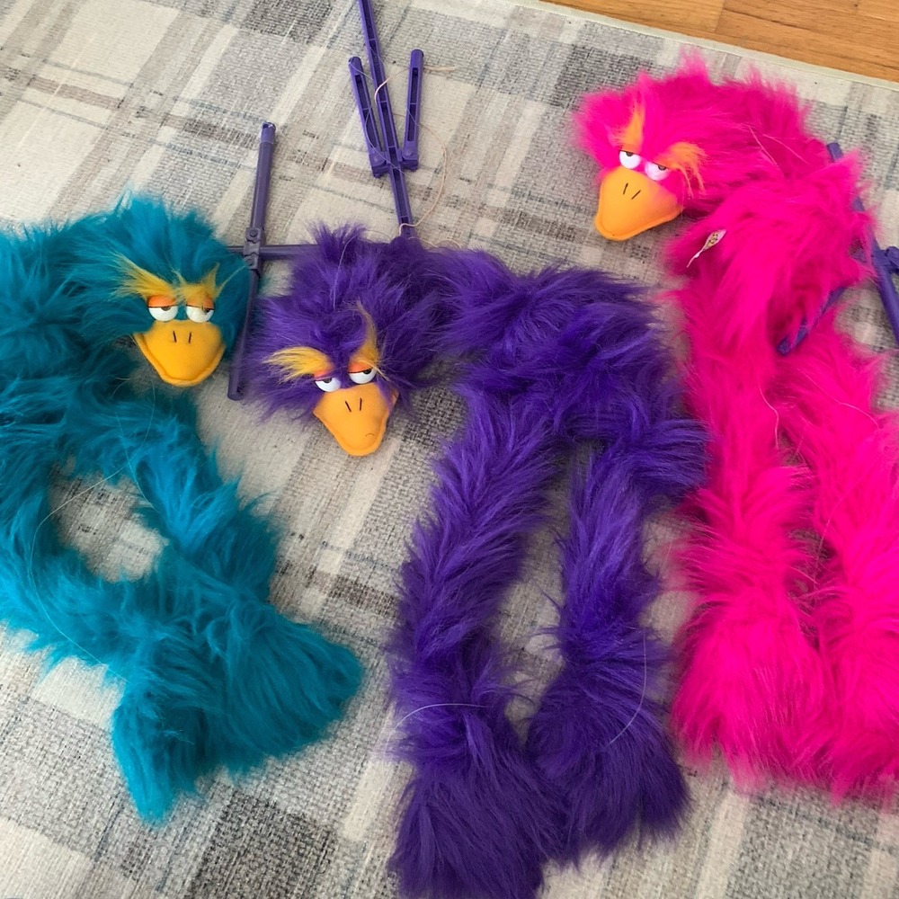 Lot 3 Doozy Bird Marionette Walking String Puppet 30'' 1994 Vintage Hosung